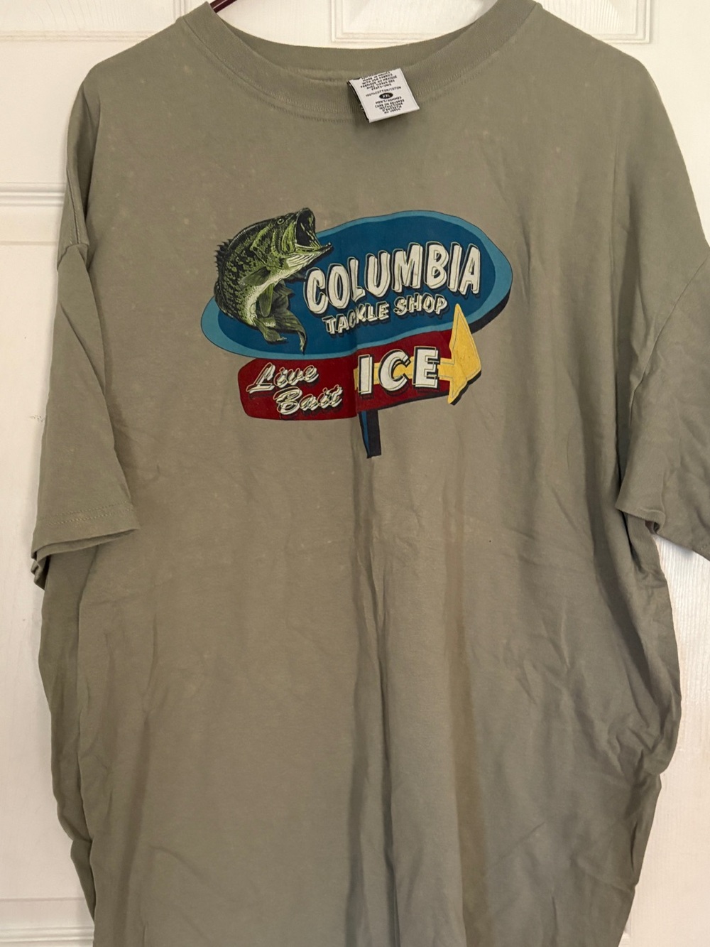 Columbia Graphic Tackle Shop Tee - Olive, Blue, Red, Yellow